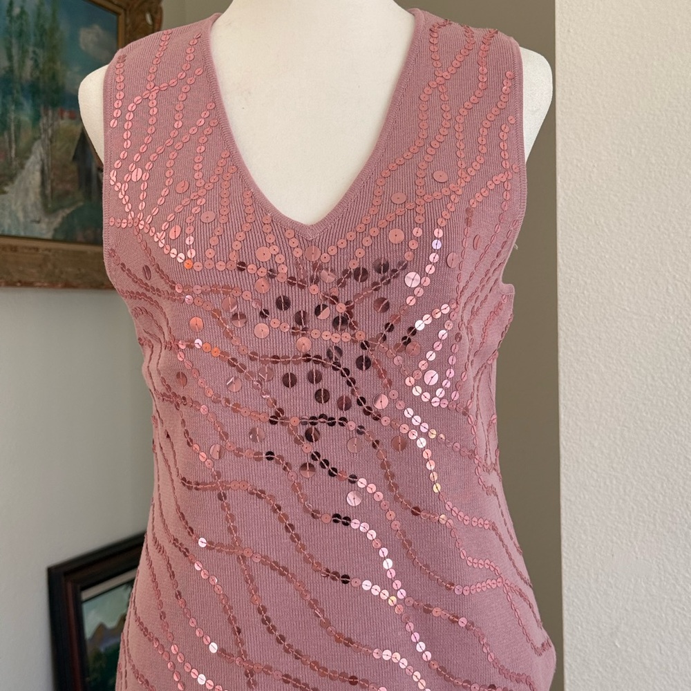 Vintage 1980’s Pink Sequin Women's Tank Top